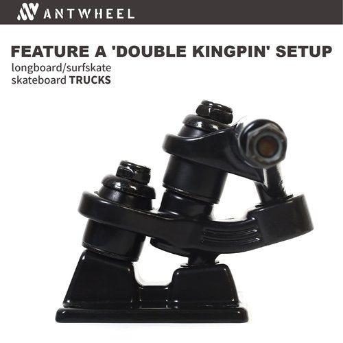 ANTWHEEL Sidewinder II Longboard/Skateboard/surf Skateboard Black Skateboard Double Kingpin Trucks 7" Hanger 9.72" Axle (Set of 2) Free Hardware (9.3" Hanger 12" Axle)