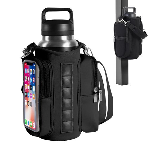 Joyzan Magnetic Gym Bag, Water Bottle Small Holder for Men Portable Fitness Sling Carrier Pouch Sleeve Phone Pockets Adjustable Strap 6 Magnets Crossbody Organizer Women Travel Sports Workout Fitness