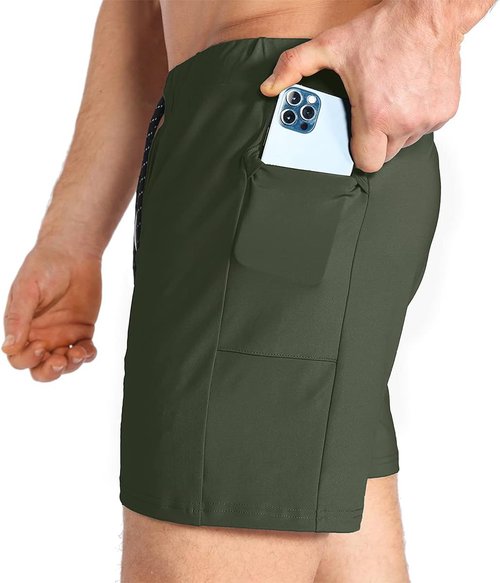 BROKIG Men's Lightweight Gym Shorts - Quick Dry Athletic Shorts with Zip Pocket for Workouts