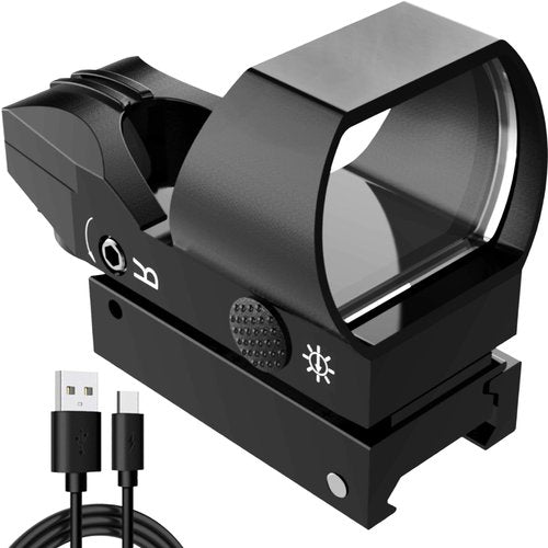 AUKEPATE Reflex Sight - 4 Reticles Red Dot Sight with 20mm Picatinny Rail Mount,Rechargeable Design with 40mm Lens