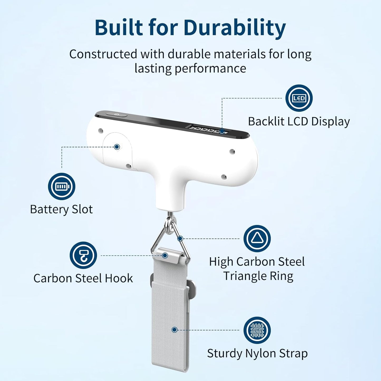 Ultrean Digital Luggage Scale - 110lb Portable Suitcase Weight Scale with Rubber Paint & Hook