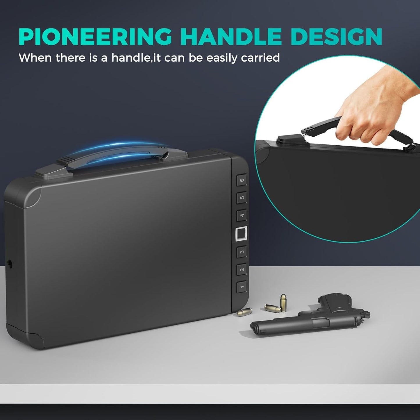 Skiennix Biometric Gun Safe - Quick Access Handgun Storage with Fingerprint Lock | Ideal for Home, Car, or Travel