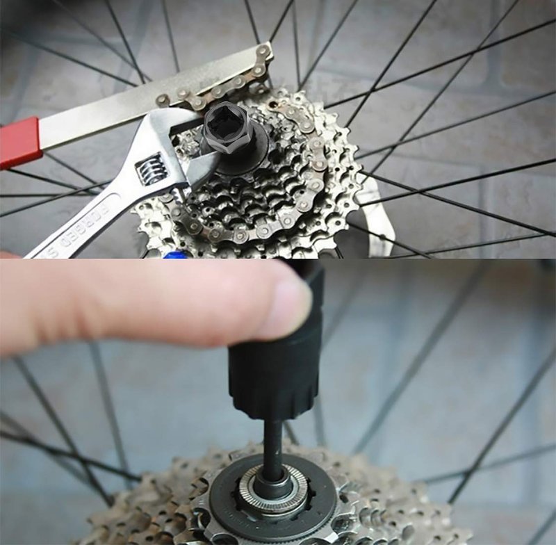 QKURT Bike Chain Whip Tool Kit with Cassete locrking Fit for 7,8,9,10,11,12 Speed Chains