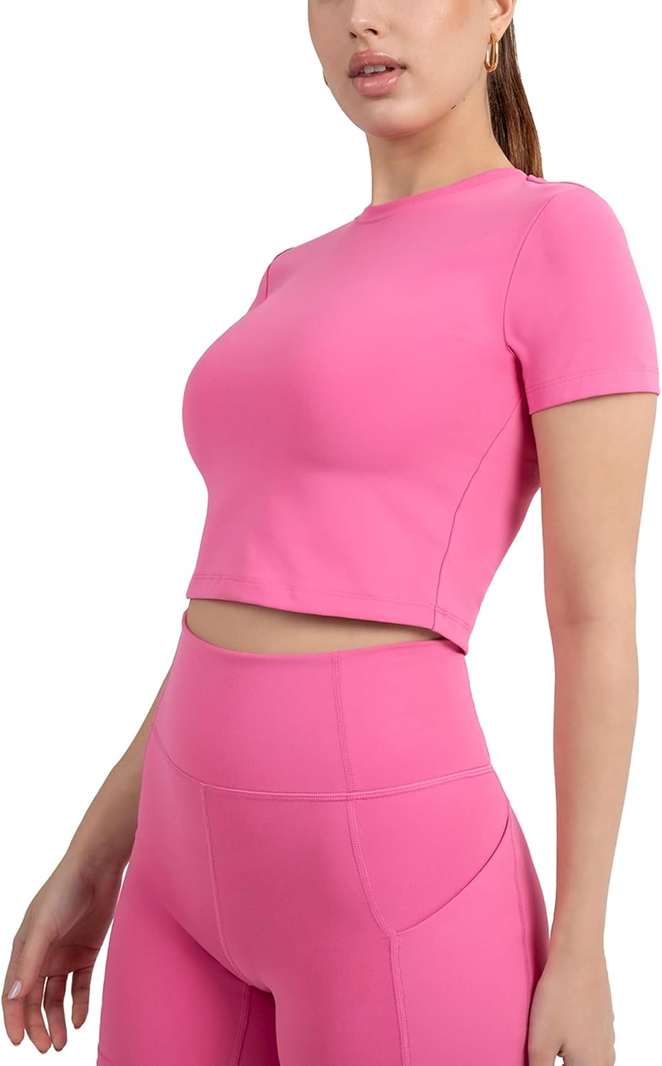 YITTY Active Ultraluxe Essential Crop Tee - 4-Way Stretch Athleisure Top for Women