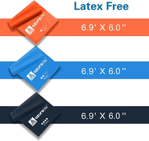 Azurelife Resistance Bands - Professional Non-Latex Elastic Stretch Bands for Yoga, Pilates & Rehab | Home & Gym Workouts