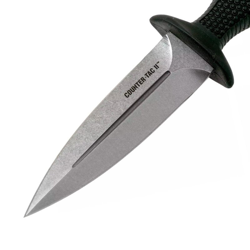 COLD STEEL COUNTER TAC II 3-3/8" Japanese AUS8A w/Stonewash Finish Spear Point Fixed Blade Multi-Purpose Tactical Game Hunting Boot Knife, Kray-Ex Handle, Weather-Resistant Secure-Ex Sheath