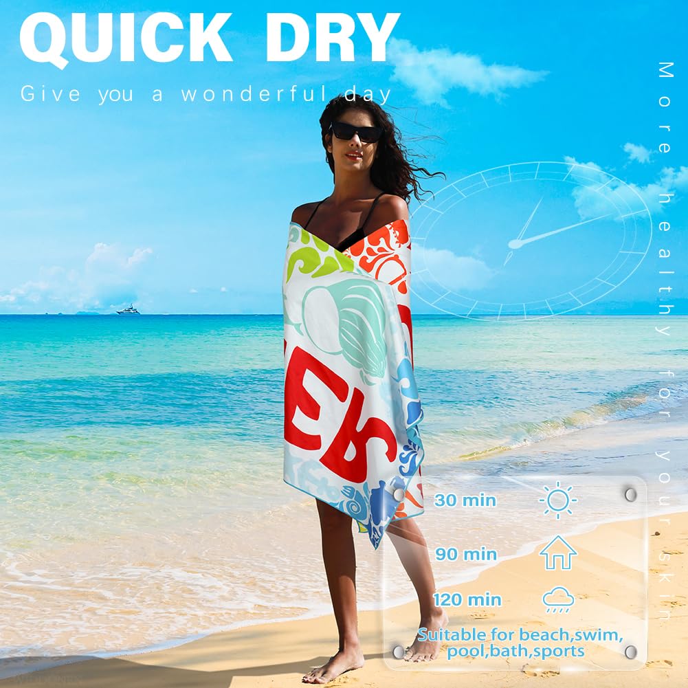 Widdonen Microfiber Beach Towel,Compact 2 Pack-71x32 Inch with Bag Travel