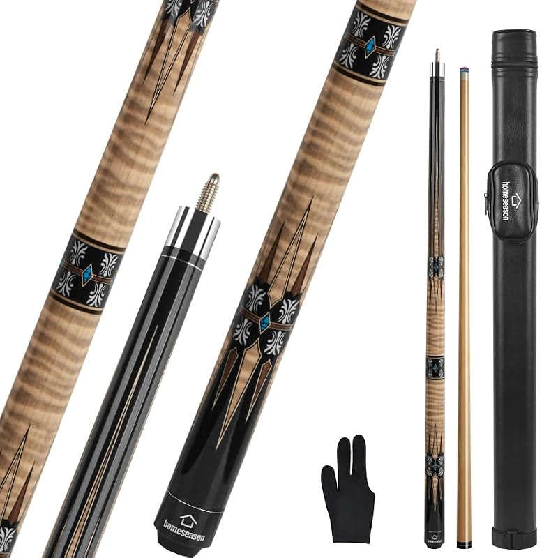 HomeSeason 58" Professional Pool Cue Stick with Bag - 19oz Low Deflection Billiard Cue