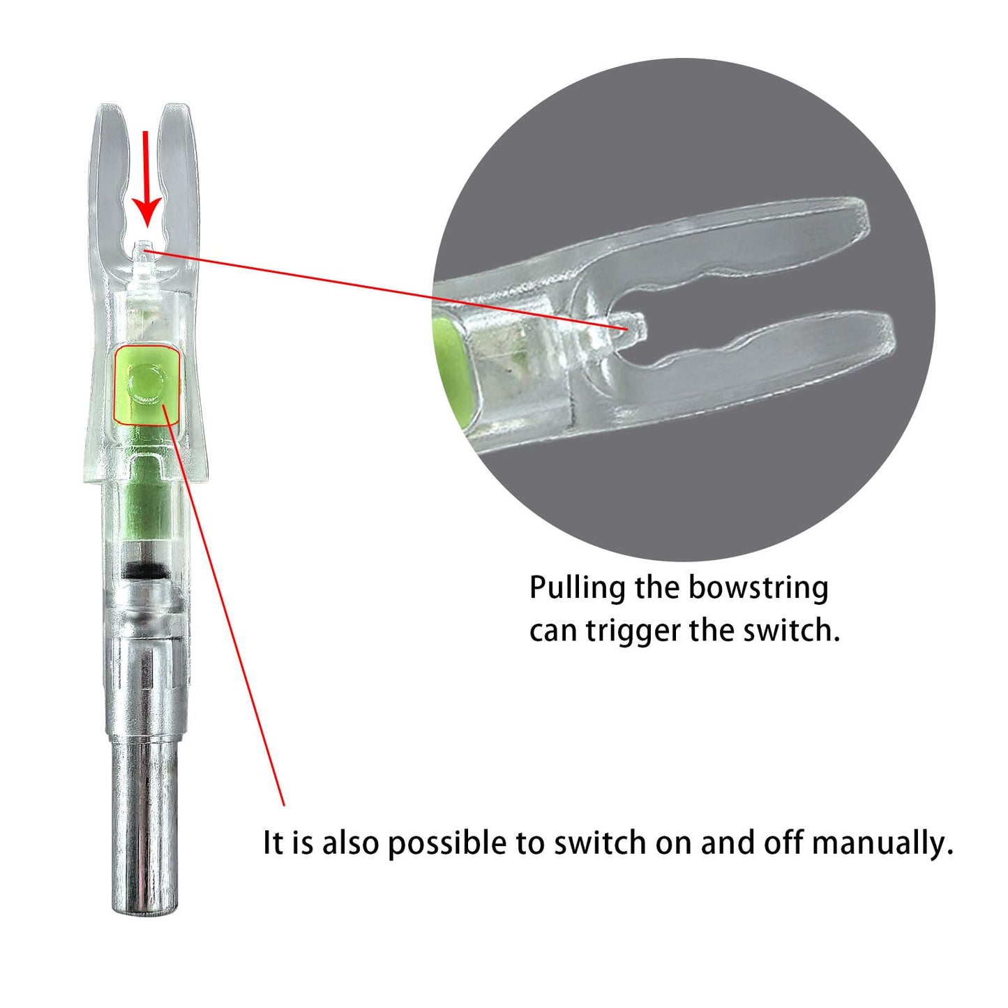 xxiaojun 18PCS Lighted Nocks for Arrows Universal with .204 .233 .244 .246 Inside Diameter with H, S, Gt Bushings,High Visibility Led Lighted Nocks for Archery Hunting,On/Off Switch Included.