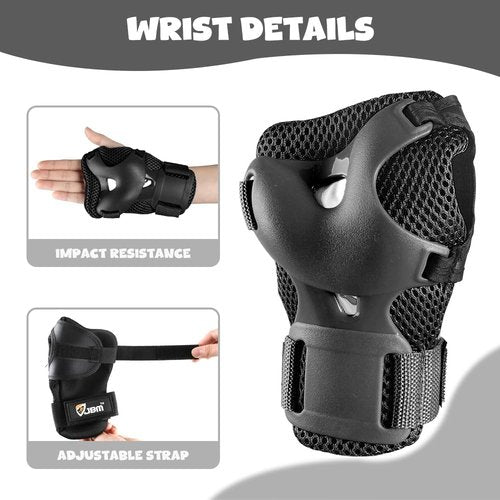 JBM Protective Gear Set - Knee Pads, Elbow Pads & Wrist Guards for Skateboarding, Cycling & BMX
