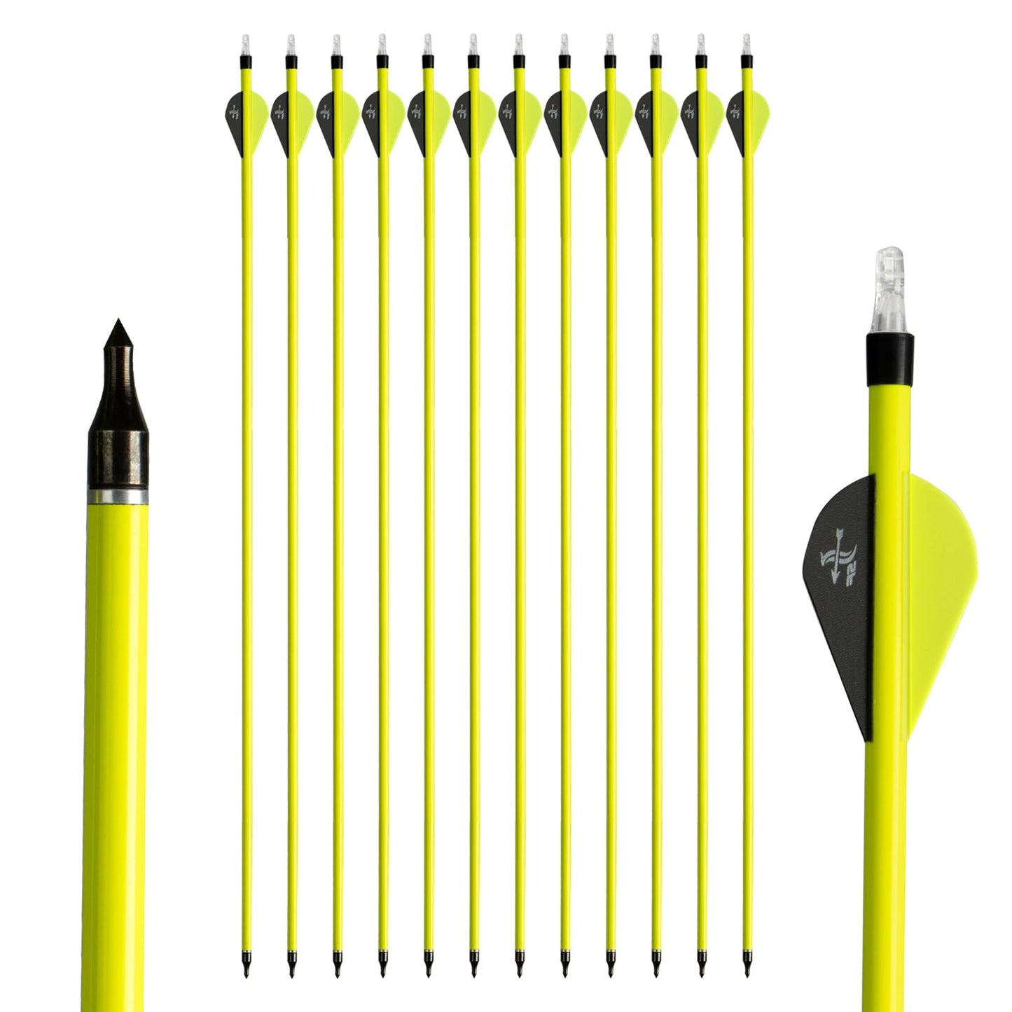 S F 28 inch Carbon Arrow Practice Hunting Arrows Spine 500 for Compound & Recurve Bow(Pack of 12)