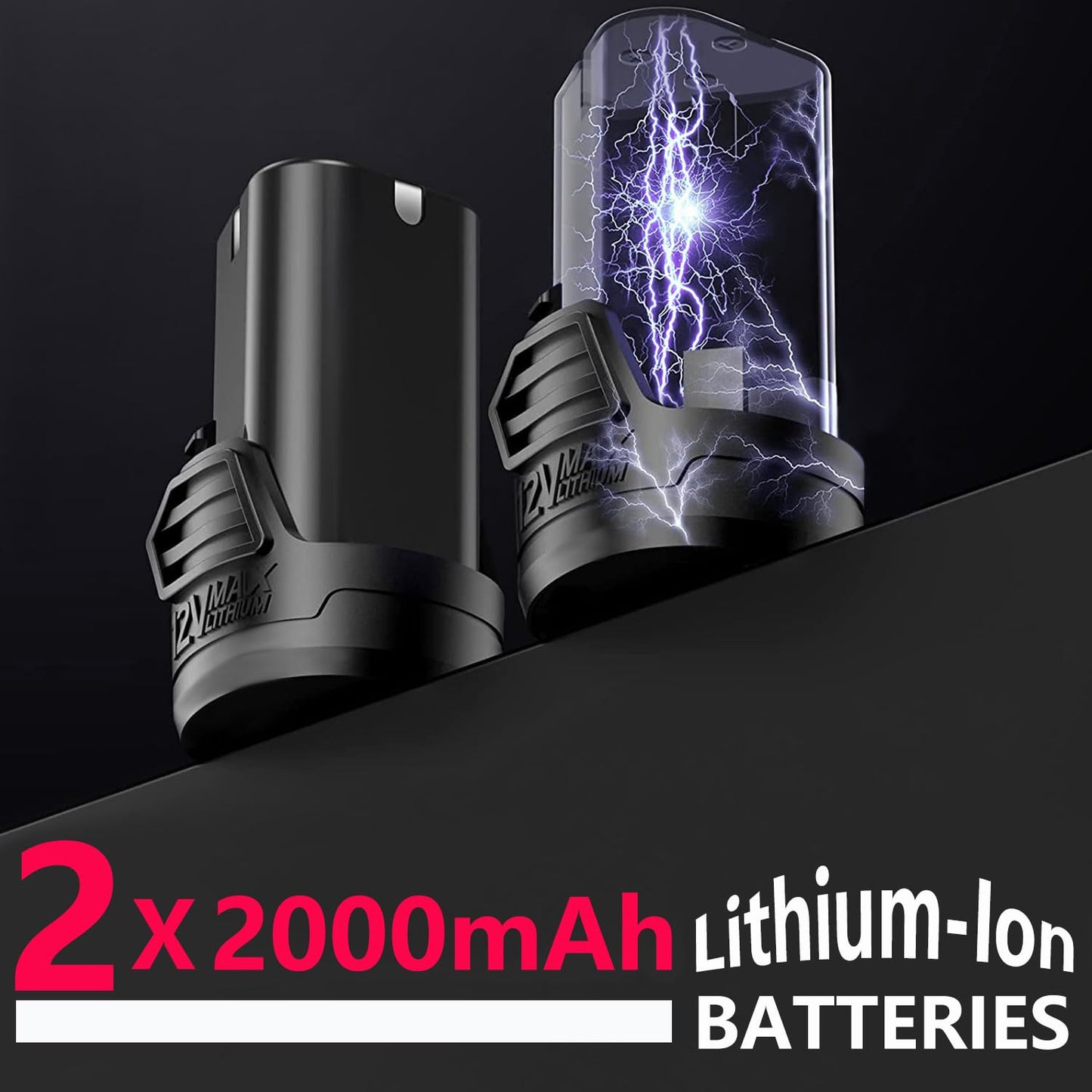 Dobetter Electric Ratchet Wrench 3/8 Cordless Ratchet Wrench Set, Extended 55 N·m Battery Powered Ratchet Tool with 2 * 2Ah Battery, 1 Fast Charger, 7 Sockets, 2 Screwdrivers, 2 Adapters