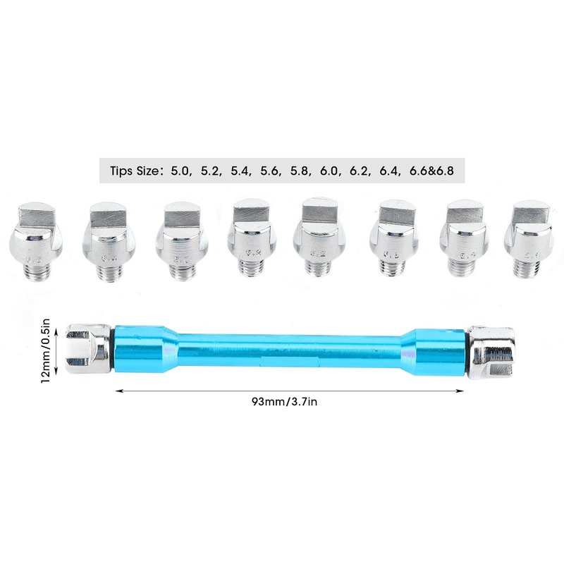GBSCLOVER Motorcycle Spoke Wrench Set, 5.0 to 6.8mm Bike Spoke Wrench Aluminum and Iron, 3.7in Length Motorcycle Spoke Spanner Wrench Tool with Box, Used to Adjust Tire Wire