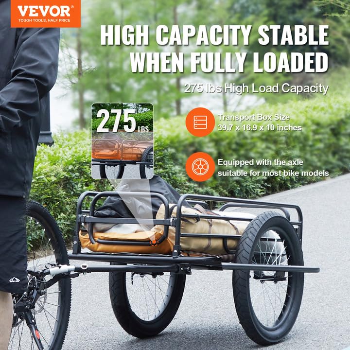 275 lb Bike Cargo Trailer with Universal Hitch - Foldable, Heavy-Duty