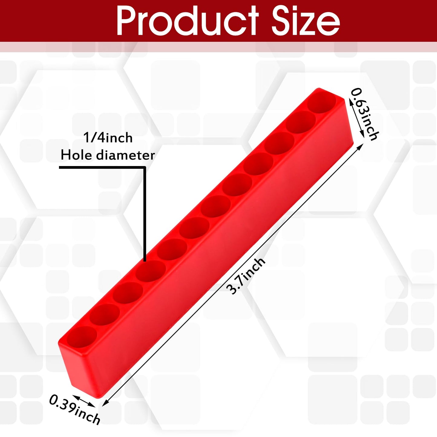 Kigley 20 Pcs 12 Holes Hex Shank Bit Holder Screwdriver Head Drill Bit Organizer Plastic Storage Case Fit for 1/4 Inch Hex Shank (Red)
