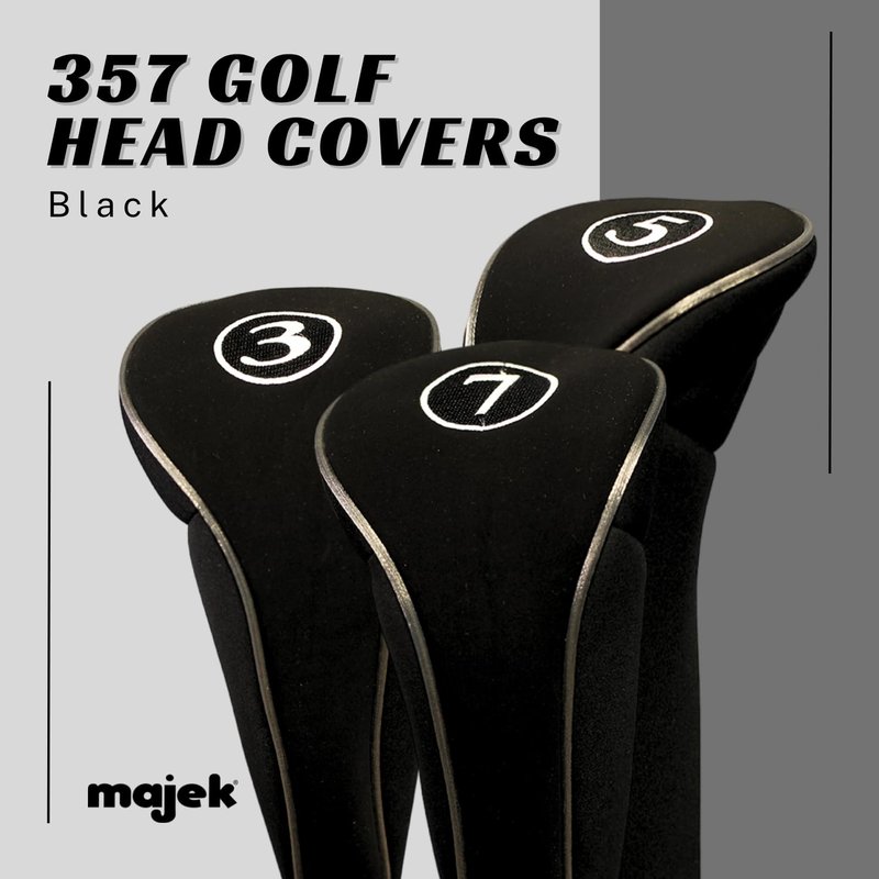 Black Golf Zipper Head Covers 3 5 7 Fairway Woods Headcovers Metal Neoprene Traditional Plain Protective Covers Fits All Fairway Clubs