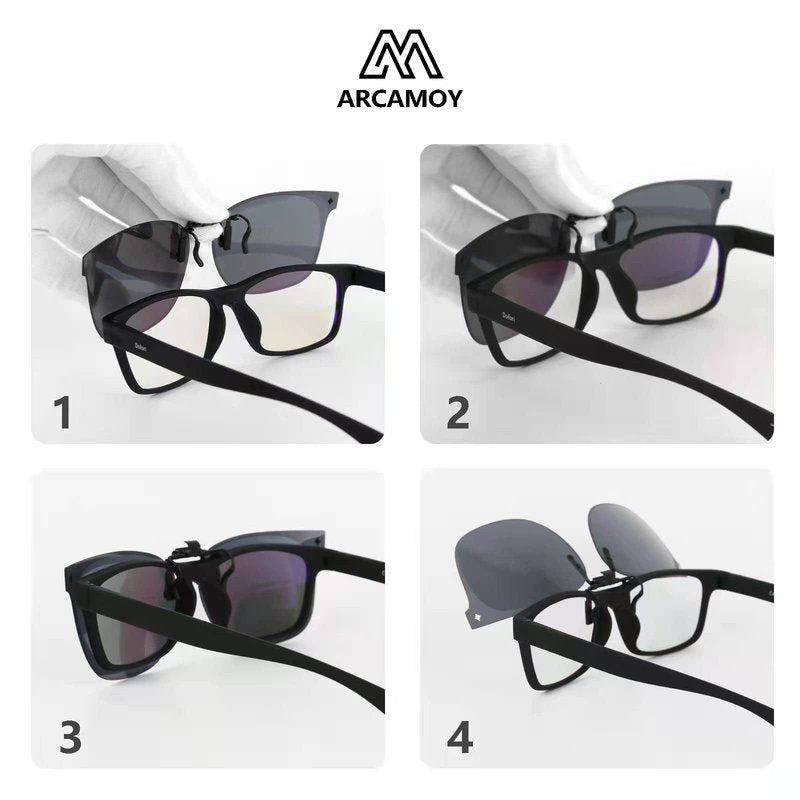 ARCAMOY Clip on Sunglasses Over Prescription Glasses Polarized Anti Glare Flip Up UV Protection Glasses For Men Women