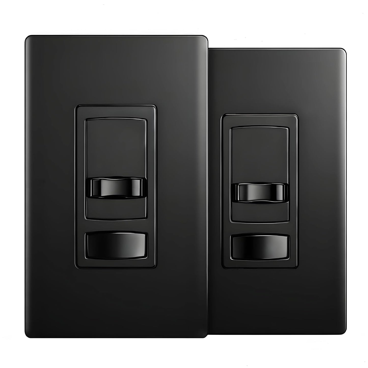 Dimmer Light Switch, for 300W Dimmable LED/CFL Lights and 600W Incandescent/Halogen, Single Pole/3-Way LED Slide Dimmer, Wall Plate Included, UL Listed, Black, 2PK