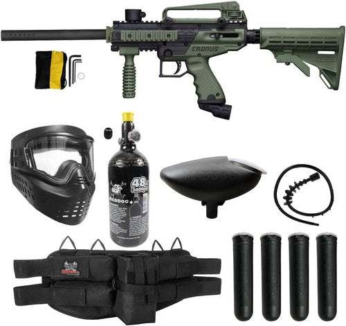 Maddog Tippmann Cronus Tactical Paintball Gun Marker - Complete Silver Starter Kit with Anti-Fog Mask, Tank & More