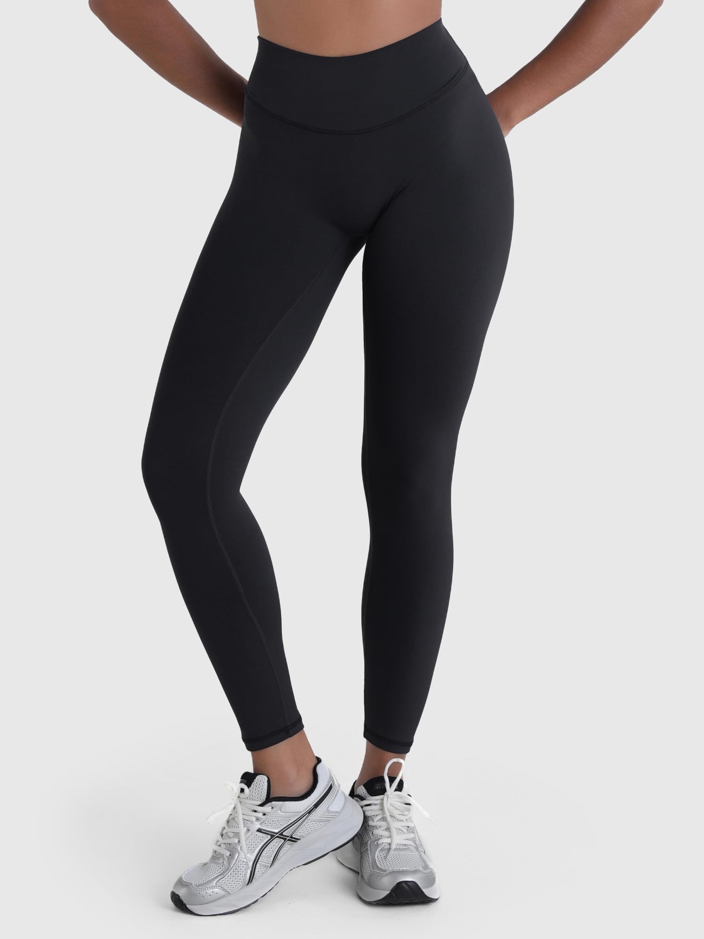 Sunzel Sustainable Butt Lifting Leggings for Women, No Front Seam High Waist Tummy Control Booty Sculpting Workout Yoga Pants 25'' Black Medium