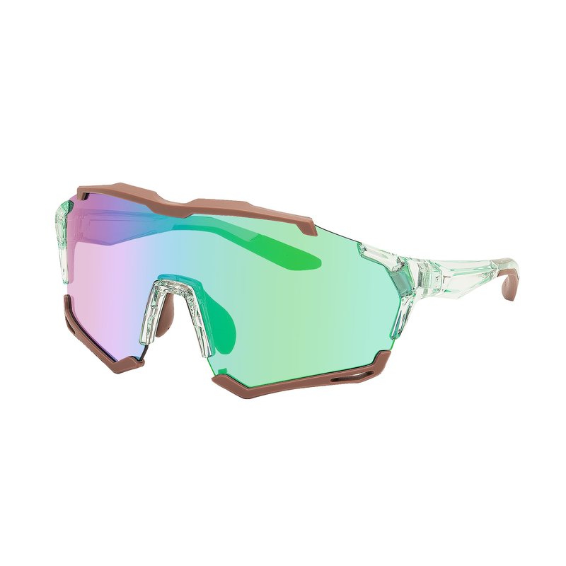 AMBEYE Sports Sunglasses – UV400 REVO Mirror Lens, Ultra-Light TR90 Full Frame, Adjustable Nose Pads, Anti-Slip Arms – Cycling Running Hiking Triathlon – green
