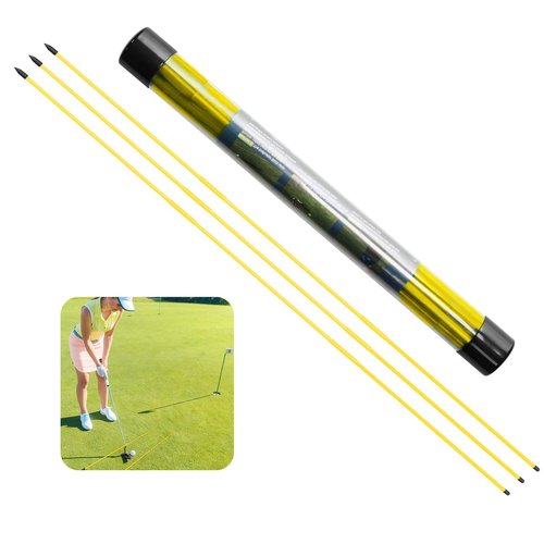 FINGER TEN Golf Alignment Sticks Rods Swing Trainer Tools 48 Inch 2 Or 3 Pack, Fits in Golf Bag Tour Stickers Practice Training Aid (3 Pack Faint Yellow)