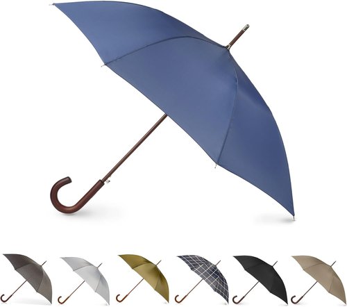 Eco-Friendly Tote Men's J Stick Umbrella - Auto Open with Wooden Handle