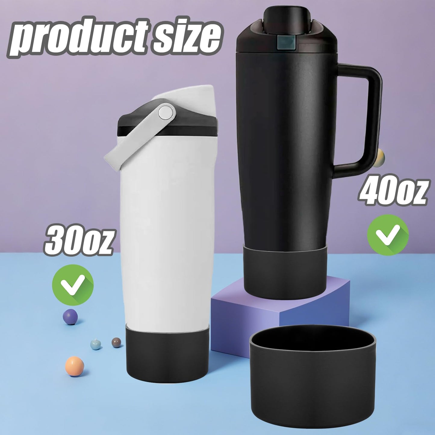 Mity rain 2PCS Protective Silicone Boots for Owala 30oz & 40oz FreeSip Sway Bottles & Tumblers - Accessories for owala, Enhances Stability & Prevents Scratches (Black)