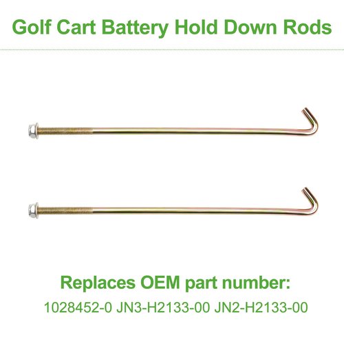 10L0L Golf Cart Battery Hold Down Rod 10.7" J-Bolt Nuts for Yamaha Gas All Models G22 Electric Clubcar Carryall Villager 6/8 OEM# 102845203 101668201 JN3-H2133-00-00 JN2-H2133-00, Pack of 2