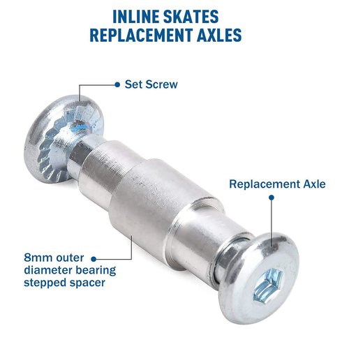 Still Awake Inline Skate Axle Spacer Screw Replacement, Aluminum Alloy Skate Wheel Bearing Spacer, Roller Skate Replacement Accessories with Axle & Axles Screws & Wrench