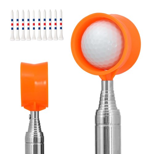 MistyBrew Telescopic Golf Ball Retriever 9/12ft |Premium Double-Sided Head Pickup Tool with Anti-Slip Grip, Thickened Stainless Steel Shaft for Picking Balls from Water, Bush, Rough, Golf Accessories
