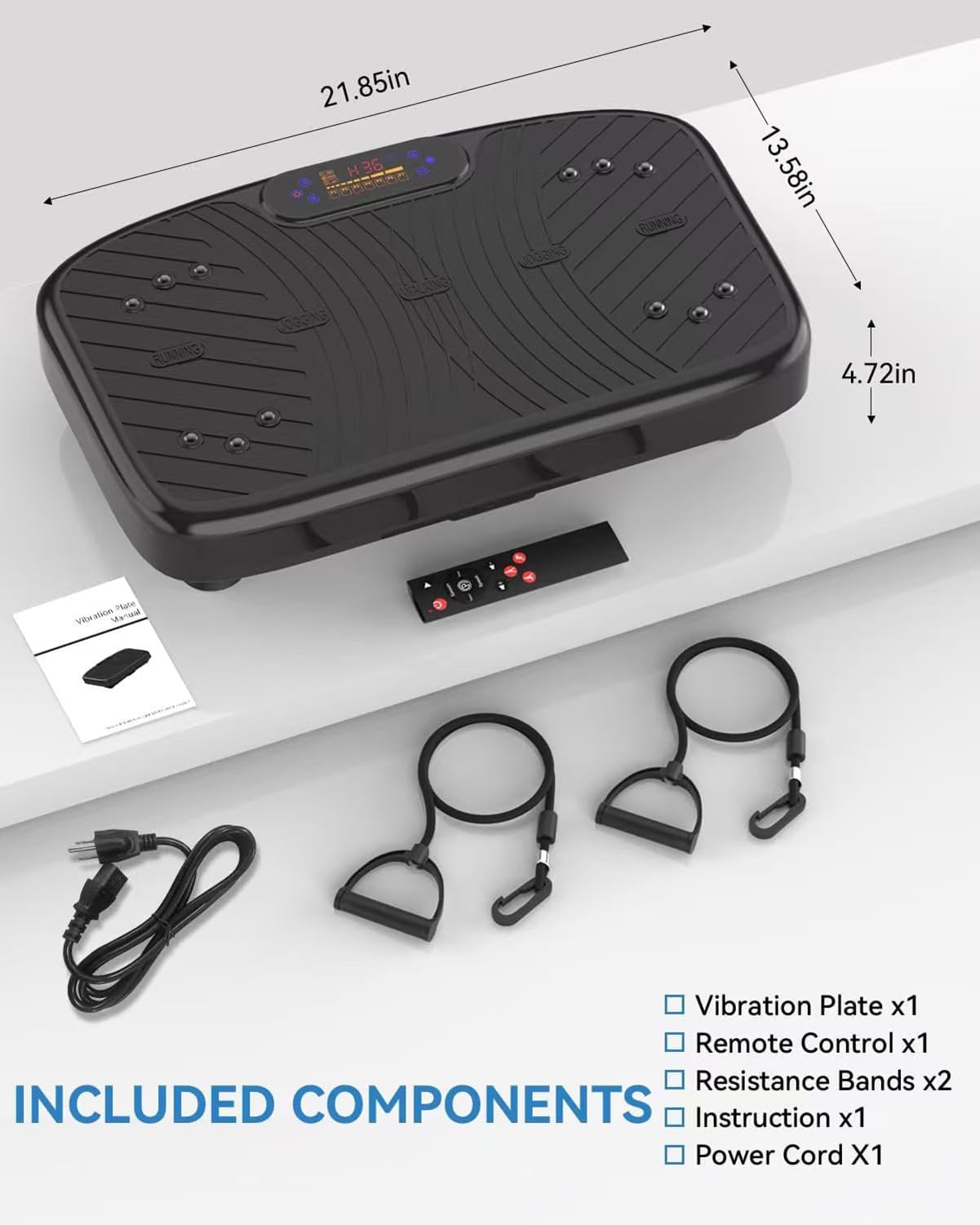 GDCOO Vibration Plate Exercise Machine, Vibrating Plate Platform for Lymphatic Drainage with 200 Adjustable Speeds, Power Vibration Plate for Weight Loss & Fitness, Supports Max Weight 450 Lbs