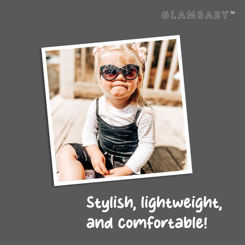 GlamBaby Serena Sunglasses for kids - 100% UVA/UVB Protection - Cat Eyed Kids Sunglasses - Lightweight, Stylish & Trendy Sunglass for Boys and Girls - Perfect for Children Aged 0-2 Years (Black)