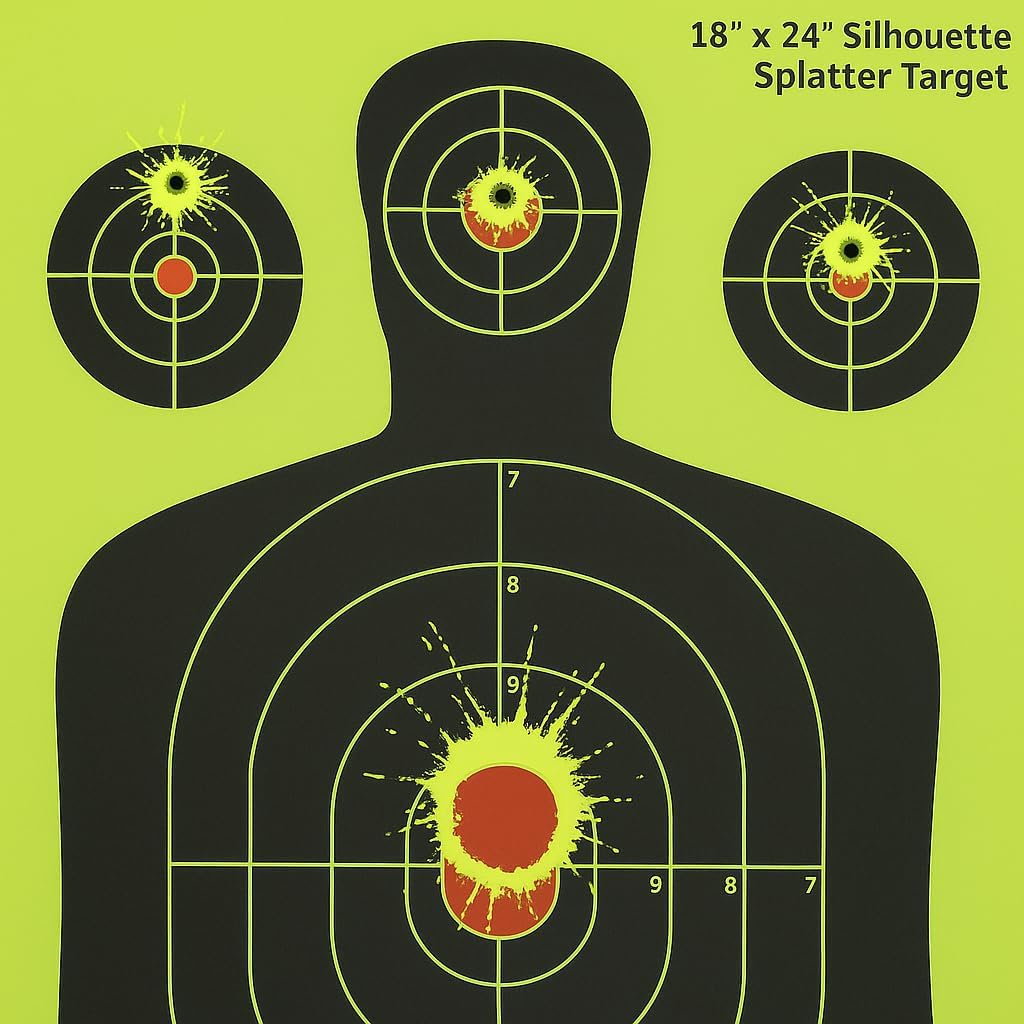 Splatter Targets 18x24 - Waterproof 5-Pack | High Visibility Reactive Paper for Rifles & Pistols