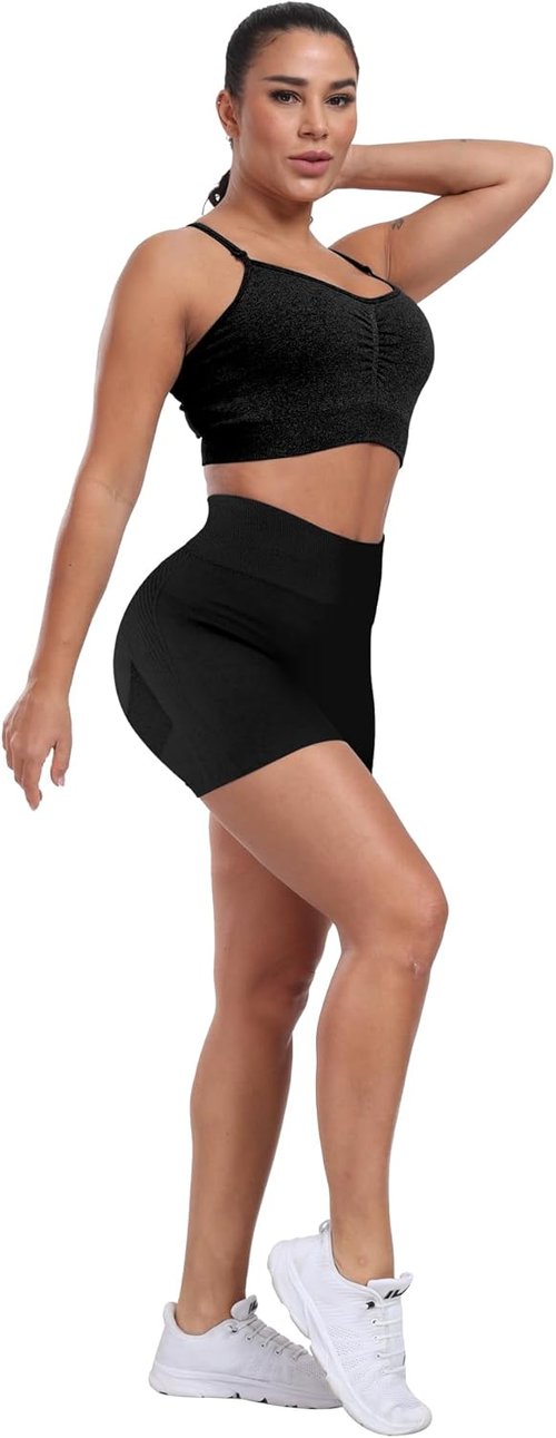 CHRLEISURE Women's High Waisted Booty Shorts - 4 Pack Seamless Workout Gym Shorts for Ultimate Comfort