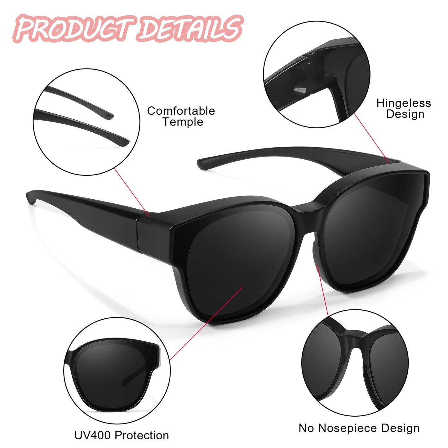 Trysee Kids Polarized Sunglasses Fit Over Glasses for Age 6-15 Boy Girl TS8152-1