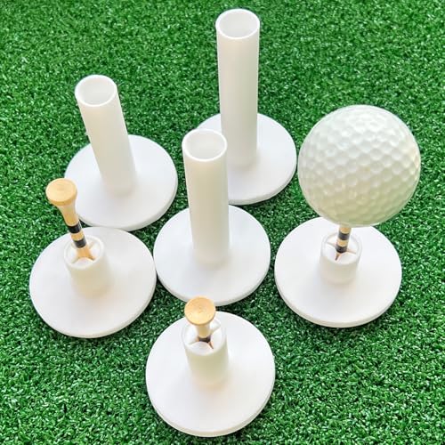 Rubber & Bamboo Golf Tees Set - 16-Piece White Variation