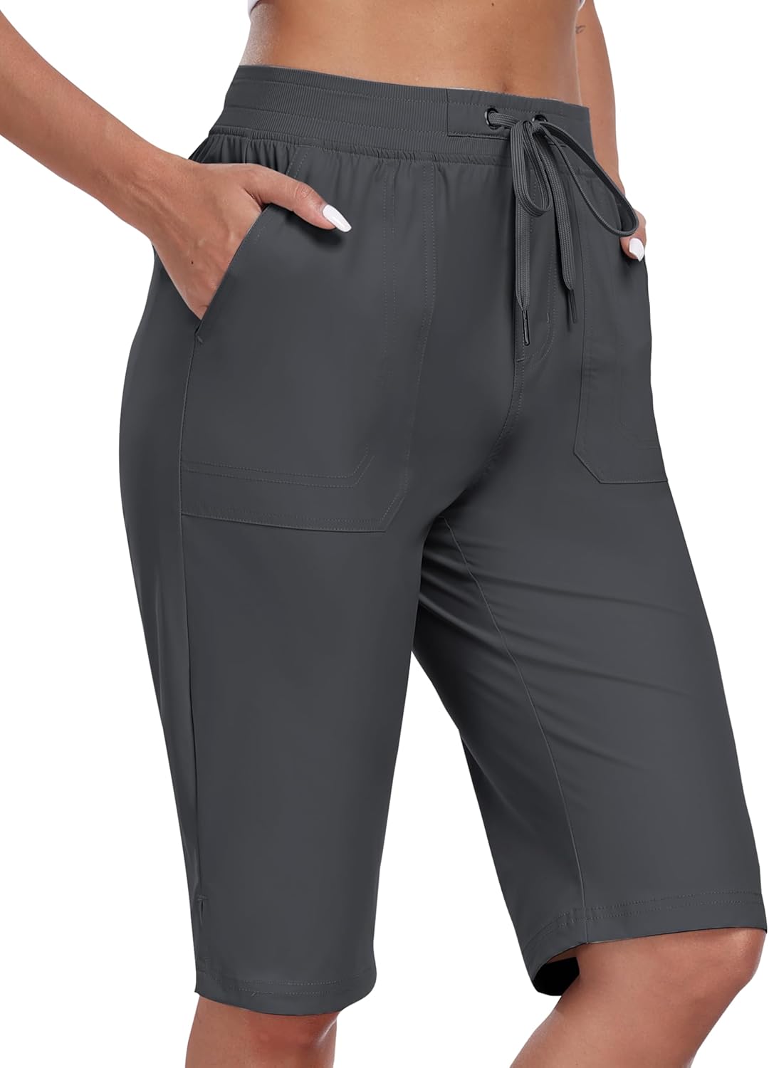 MoFiz Women's Quick-Dry Hiking Shorts - 13" Knee Length, Water-Resistant, 3 Pockets | Ideal for Travel & Golf