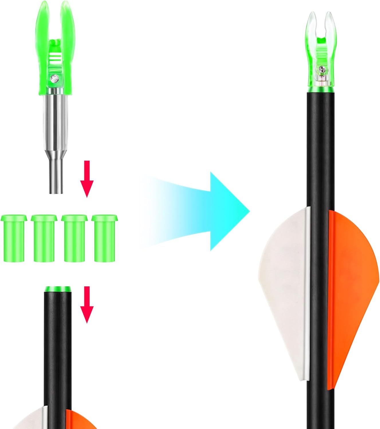 Skiennix Lighted Nocks for Arrows - 6PCS with .204/.233/.244/.246 Diameter & LED Illumination