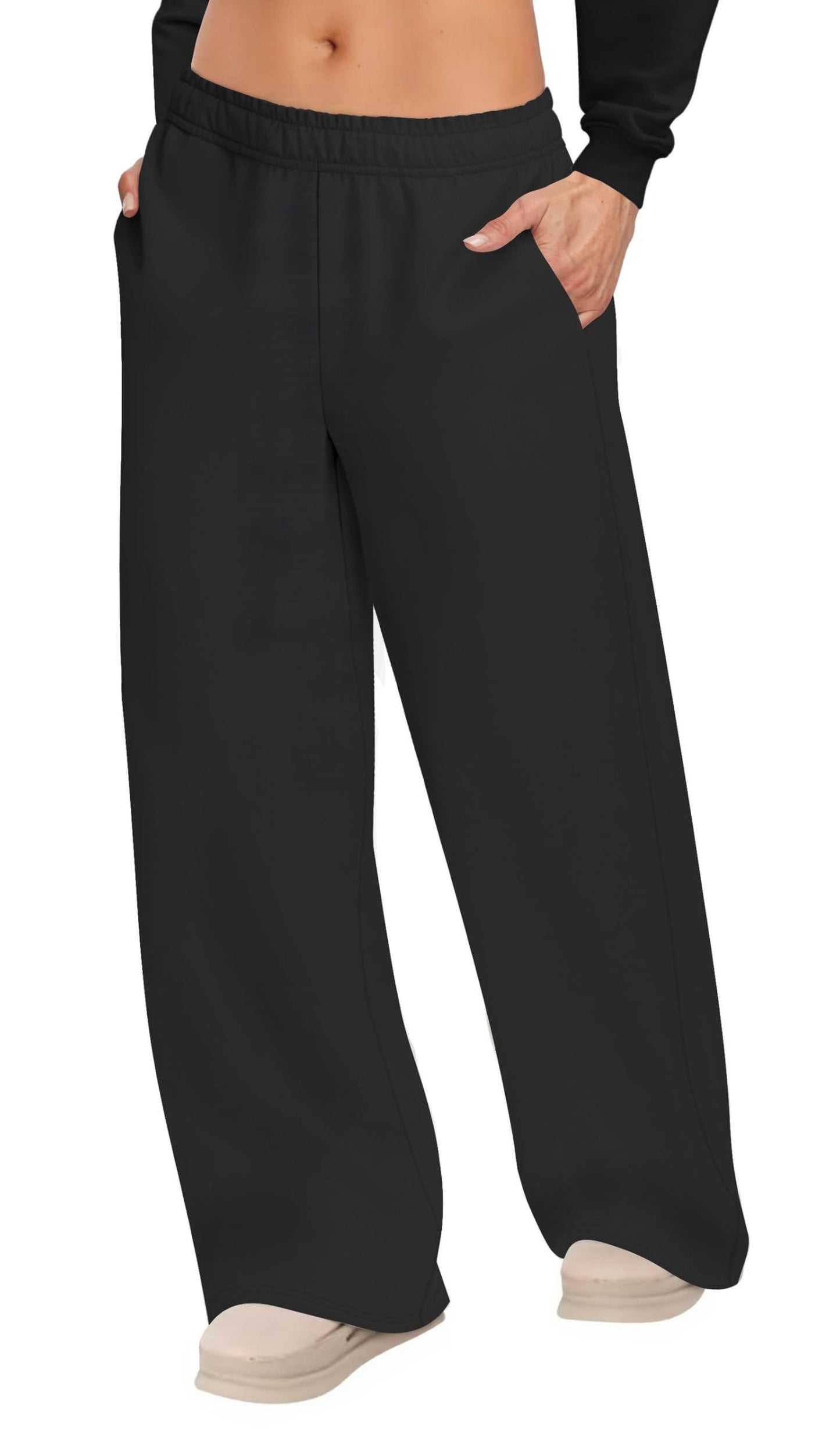 JEKAOYI Womens Sweatpants Wide Leg Drawstring Workout Casual Baggy Pants High Waist with Pockets Black