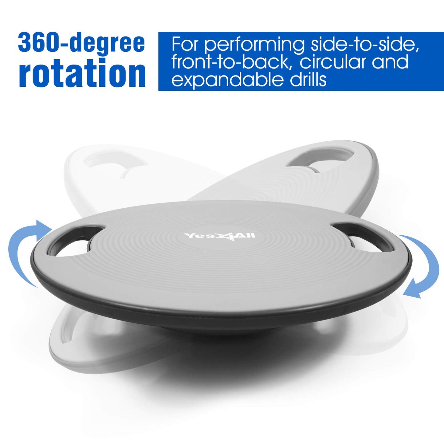 Yes4All Wobble Balance Board, Plastic Stability Trainer with Handles for Standing Desk, Core Training & Home Gym Workout (Silver - 15.7” Dia)