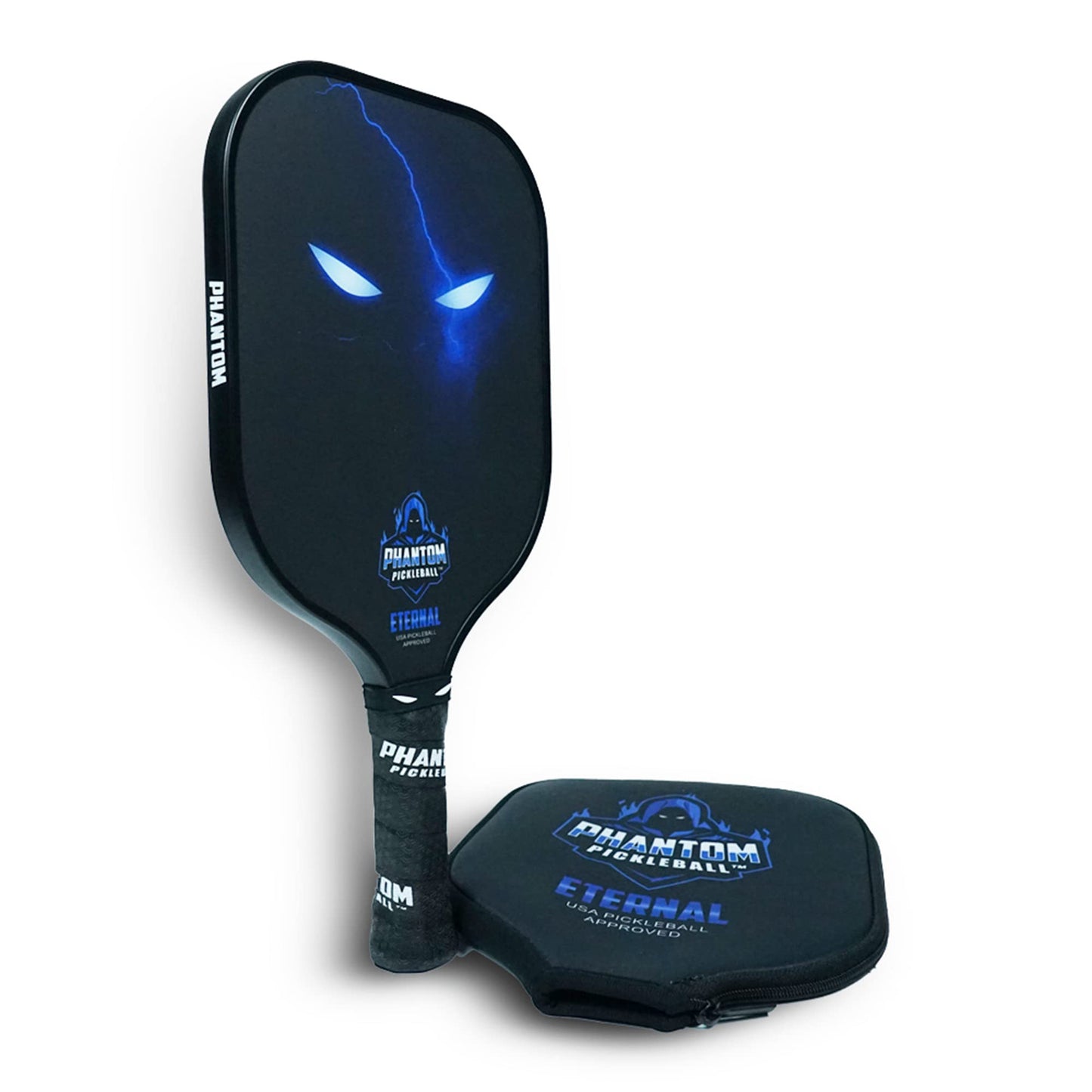 Phantom Pickleball Paddle Eternal 14mm - Carbon Fiber - USA Pickleball Approved - Max Grit and Spin Elongated Body Pickle Ball Paddle - Lightweight Pickleball Racket with Polypropylene Core