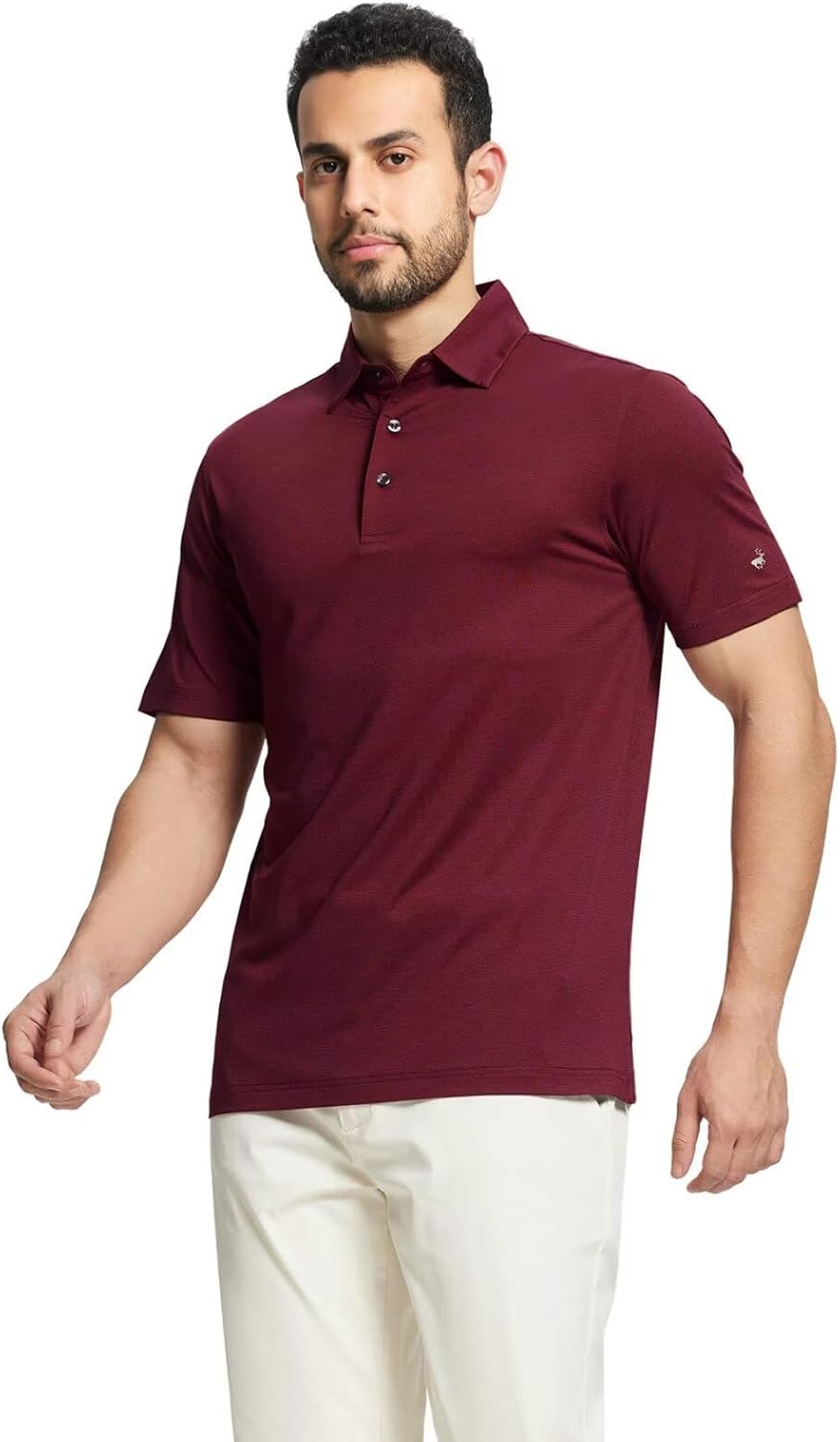 Rouen Men's Golf Shirts - Short Sleeve Quick-Dry Breathable Polo | Heather Jacquard Regular Fit