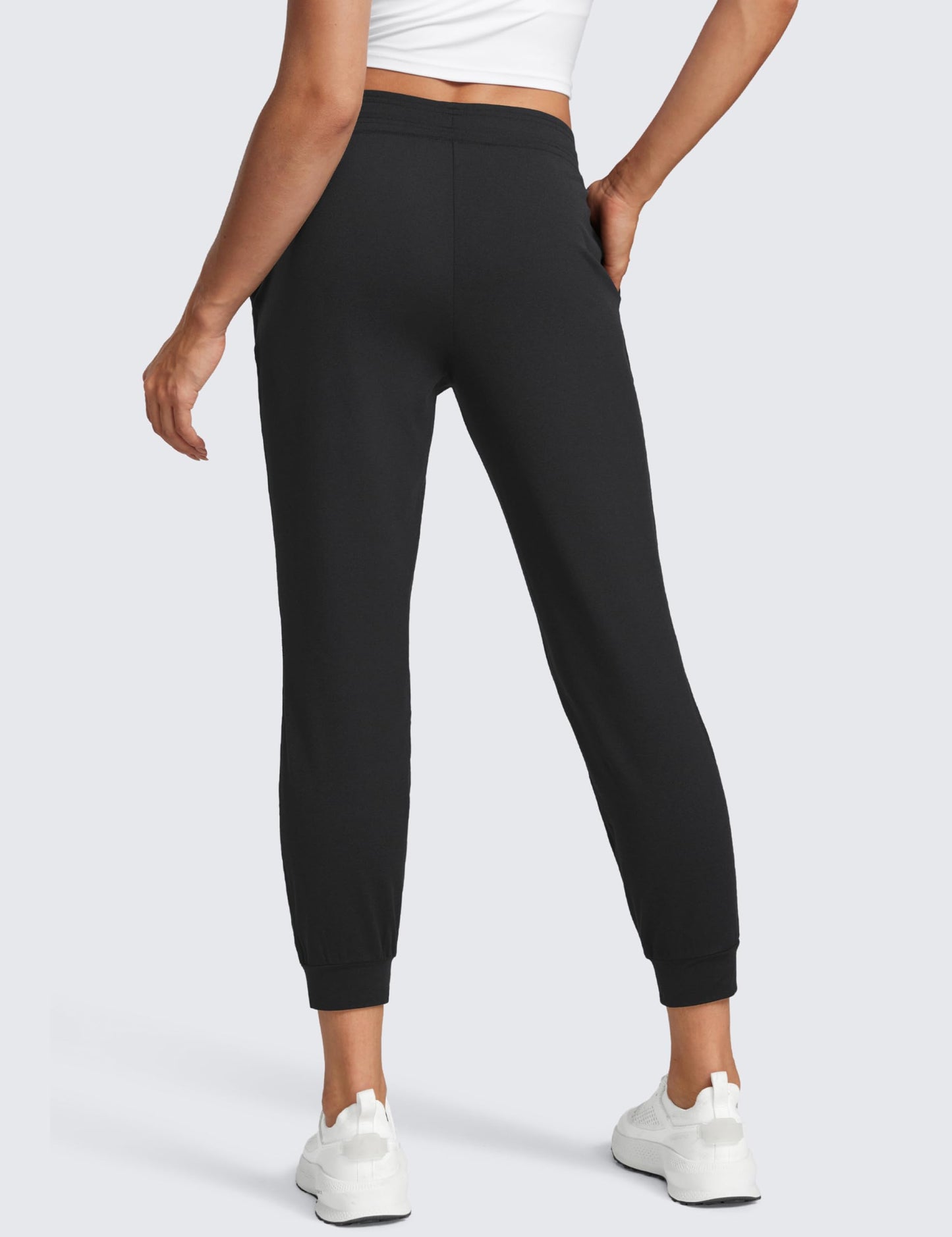 CRZ YOGA Cloud Jersey Joggers Sweatpants Women 25" Capri Casual Lounge Pajama Workout Sweat Pants with Pockets Black Medium