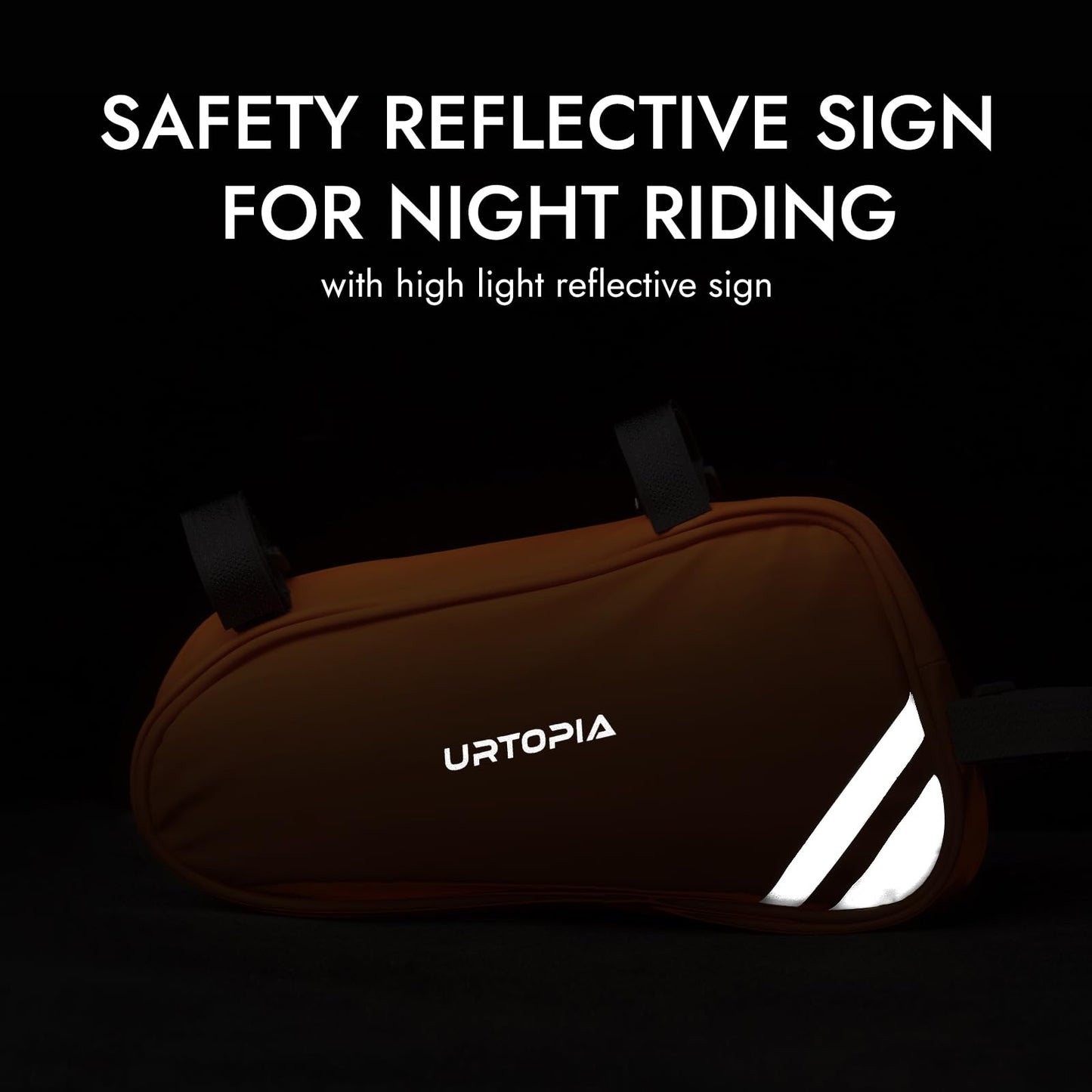 URTOPIA Bike Frame Bag, Waterproof Bicycle Storage Bag 1.5L, Large Volume, Easy to Install, Reflective Bike Triangle Bag, Down Tube Bike Bag for Road Bike, Mountain Bike, Bike Accessories (orange)
