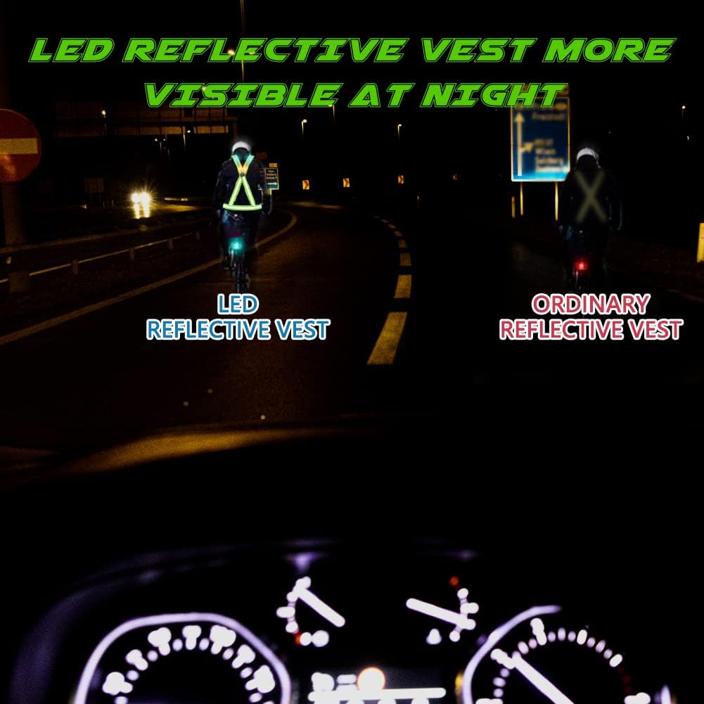 Skiennix LED Reflective Vest - USB Rechargeable Safety Gear with Adjustable Size for Men, Women & Kids