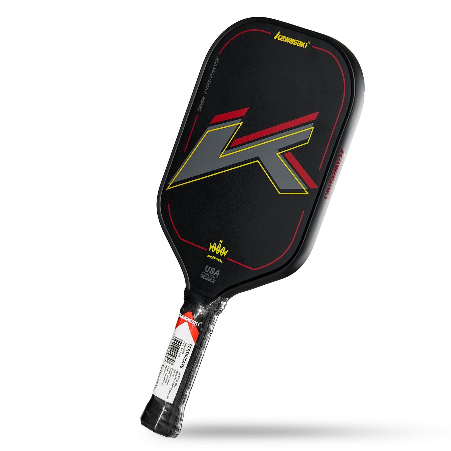 Pickleball Paddle, Kawasaki T700 Carbon Fiber (CFS)-USAPA Approved King Series Pickleball Racket 16mm for Tournament Level, with Cover Case/Grip (Black/RED)