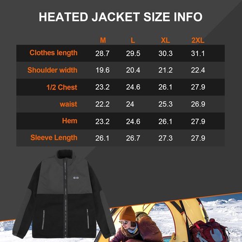 Heated Jacket,Fleece Mens Heated Jacket With Battery Pack Included 7.4V,Heated Jackets For Women For Men Heated Coat (US, Alpha, XX-Large, Regular, Regular, Black)