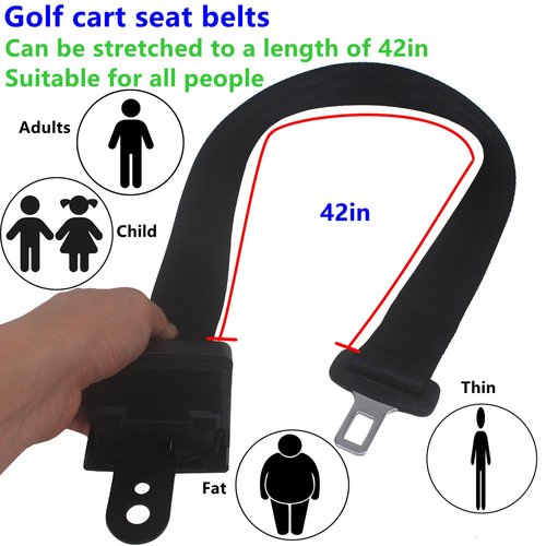 Golf Cart Seat Belt，HKOO Universal Golf Cart Seat Belt, Retractable Belt for EZGO TXT, Club Car DS and Yamaha, 2 Pack