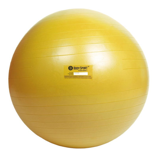 Body Sport Exercise Ball with Pump for Home, Gym, Balance, Stability, Pilates, Core Strength, Stretching, Yoga, Fitness Facilities, Desk Chairs – Yellow 65cm
